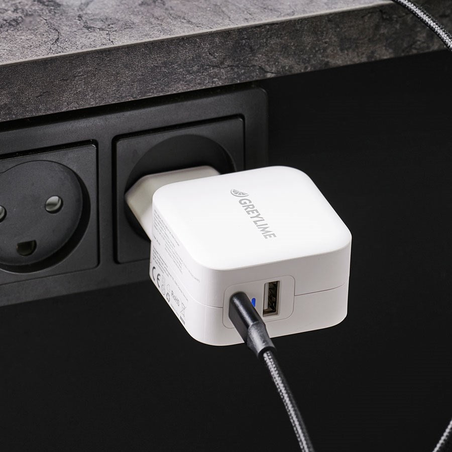 C38W2OPDQ Greylime 38W USB C PD USB A QC Vaegoplader Hvid 2