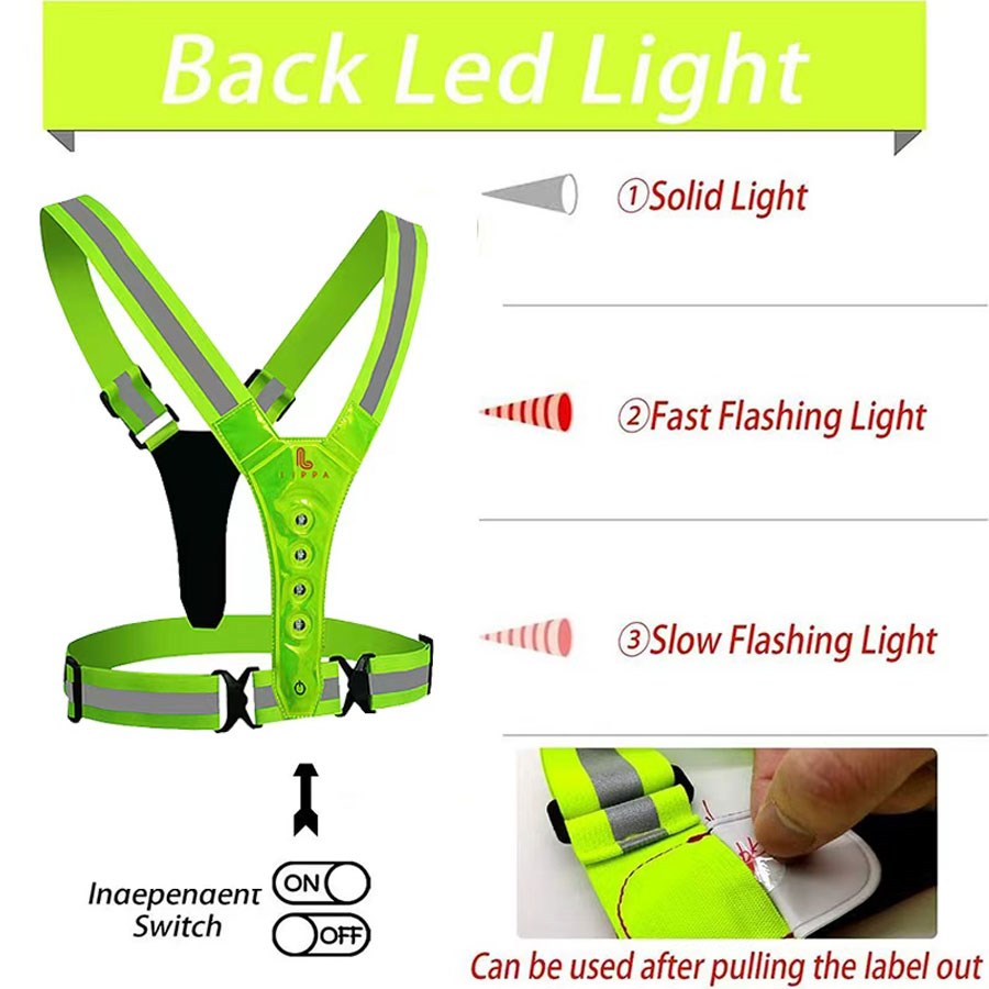 LPRF8101 Lippa Reflective LED Vest,Yellow 2